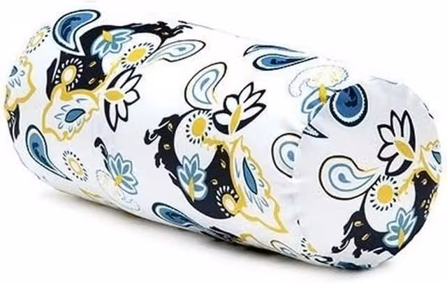 Gardenista Round Floral Outdoor Garden Bolster Cushion in White