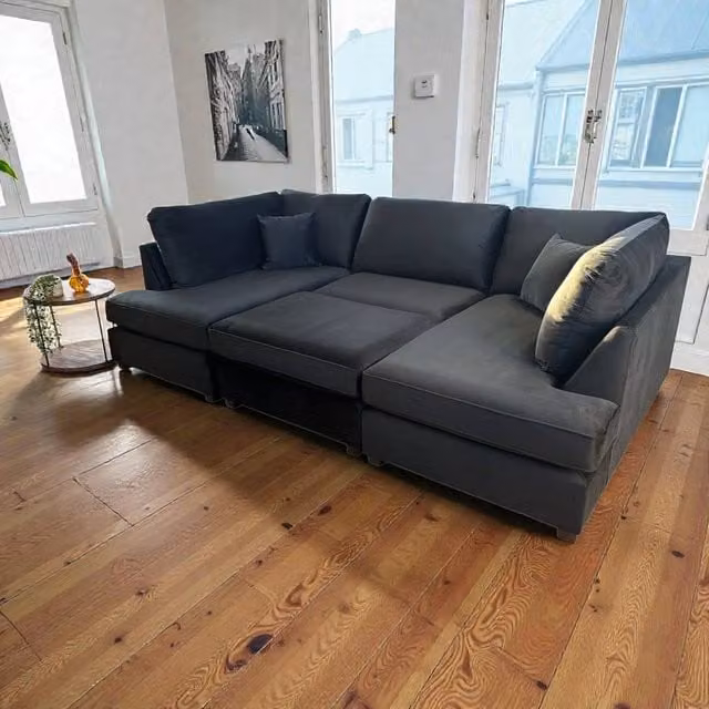 Snug Furniture Birmingham Ltd Vienna U-Shape Corner Sofa in Black Plush Velvet