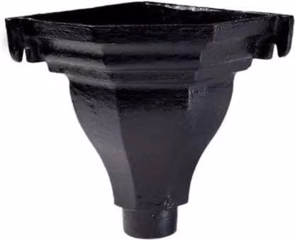 Hargreaves Premier Cast Iron Round Downpipe Standard Hopper Head H1A Corner Outlet, 75mm, Black