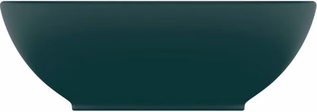 Berkfield Home Luxury Oval Ceramic Basin in Matt Dark Green, W: 40 cm, D: 33 cm – 1
