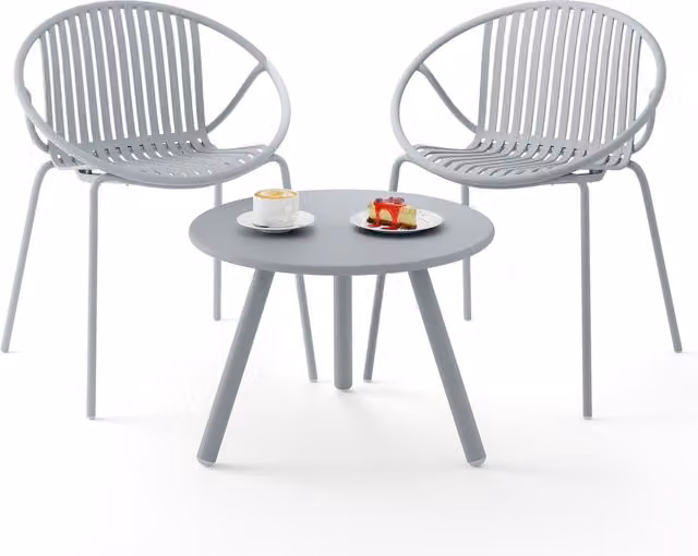 Costway 3 Piece Modern Grey Bistro Set for Garden and Terrace