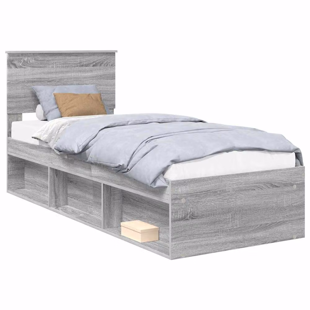 Berkfield Home Sonoma Bed Frame in Grey Solid Pine Wood, W: 75 cm, L: 190 cm – 2