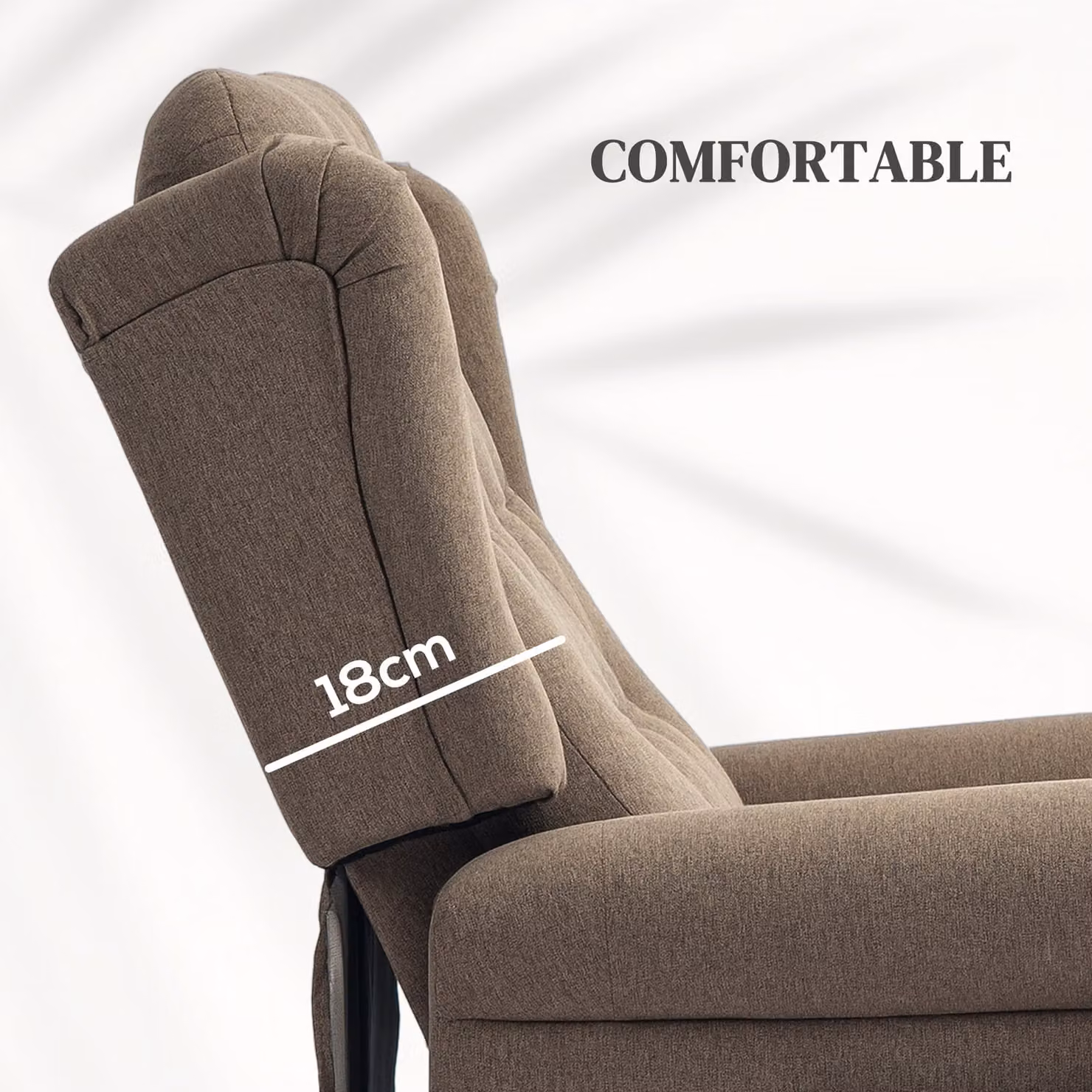 HOMCOM Power Lift Recliner Chair in Dark Brown, Wingback Button Tufted Electric Lift Chair for Seniors with Remote Control and Storage Pockets – 6