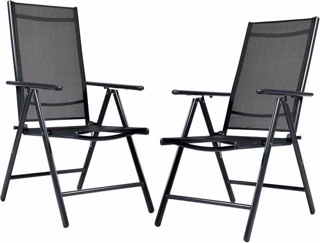 NESTLUNE 7-Position Adjustable High Backrest Camping and Garden Chair in Grey