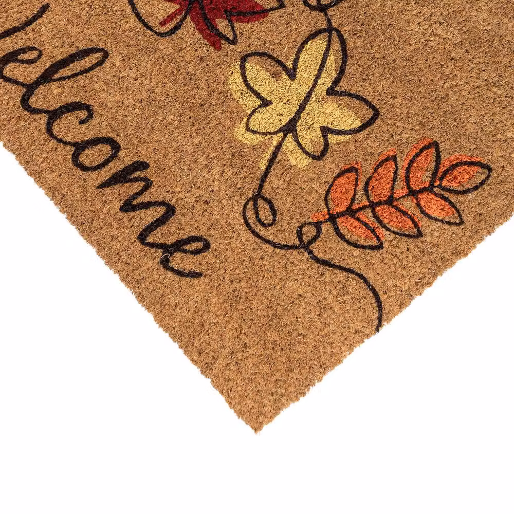 JVL Coir Doormat with PVC Backing, Floral Design in Brown and Multicolour, W: 40 cm, D: 60 cm – 3
