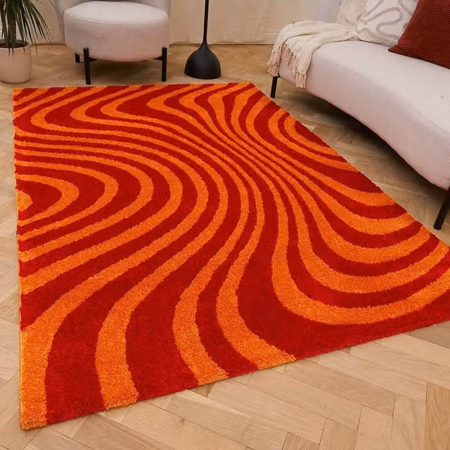 THE RUGS Joli Striped Soft and Dense Pile Rectangular Rug in Red, W: 120 cm, D: 170 cm