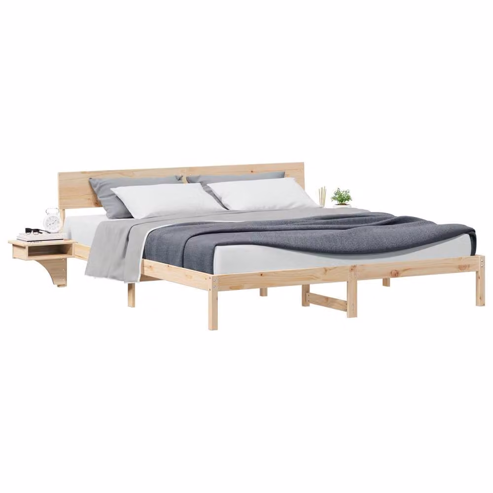 Berkfield Home Solid Pine Wood Bed Frame with Headboard, Brown, 180 x 200 cm – 2