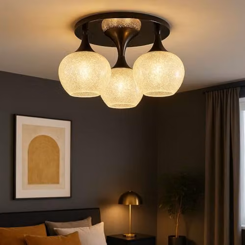 Globo Lighting Modern Sphere Ceiling Light with White Glass and Chrome-Plated Black Metal Finish – 3