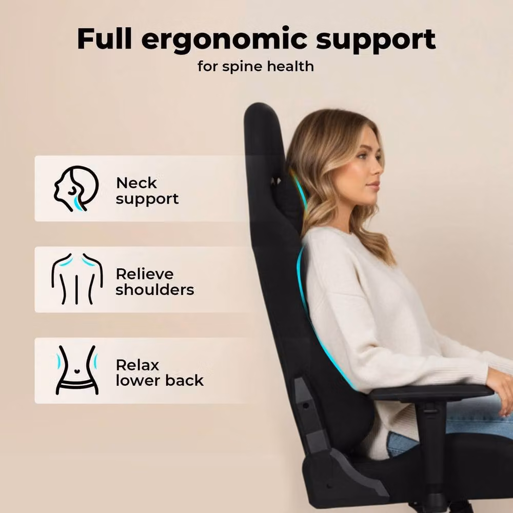 VOGREX Black Synthetic Leather Ergonomic Executive Office Chair with Headrest and Armrests – 6
