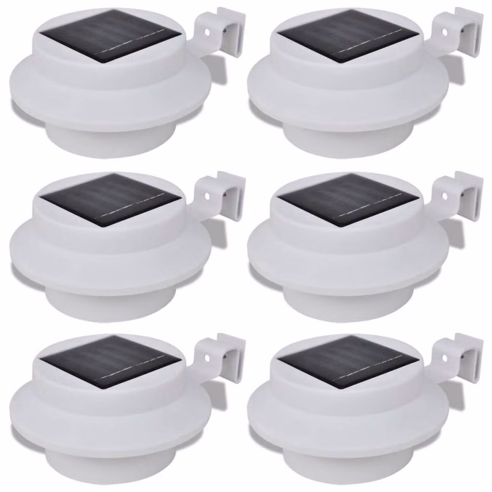 Berkfield Home 6 Piece Solar LED Outdoor Fence and Gutter Light Set in White – 2