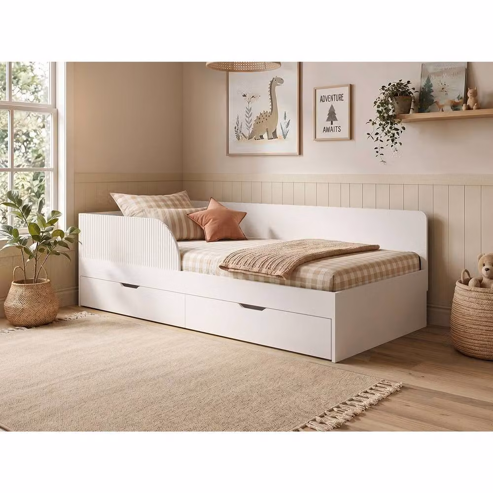 Flair Aris Single Montessori Bed with Storage Drawers in White, W/D/H: 90 x 190 x 65 cm – 2