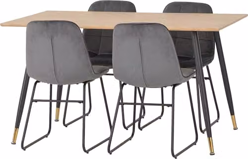 Seconique Hamilton Dining Set with 4 Lukas Chairs in Grey – 2