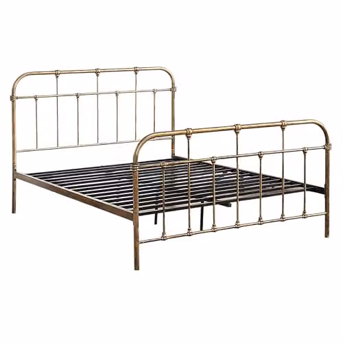 OAT Home Camden Metal Bed Frame in Antique Brass, Small Double, W/D/H: 120 x 200 cm – 2