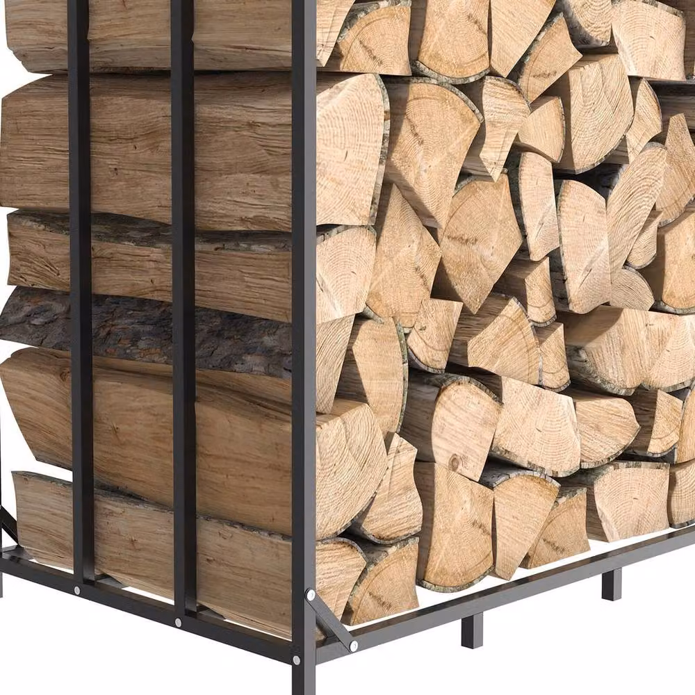 SPETLEK Large Metal Firewood Storage Rack in Black, W/D/H: 344.9 x 117 x 35 cm – 4