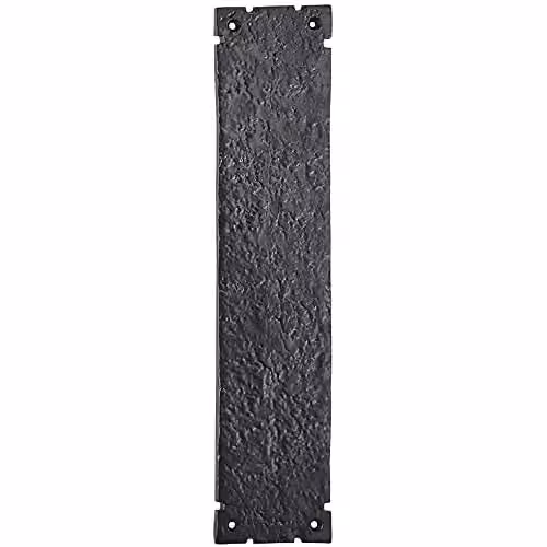 Loops Traditional Forged Metal Door Finger Plate, Black Antique Textured Finish, W: 31.5 cm, H: 6.7 cm – 1
