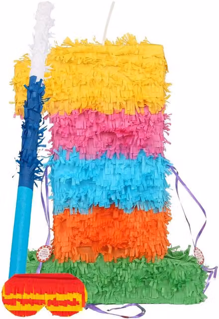 Fax Potato Number 1 Pop-Out Piñata Set with Blue Stick and Blindfold, Multicolour Birthday Party Decoration Pack – 1