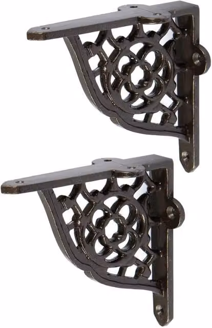 Hammer and Tongs Honeycomb Iron Shelf Bracket, Pack of 2, Grey and Black, Diameter: 100 mm