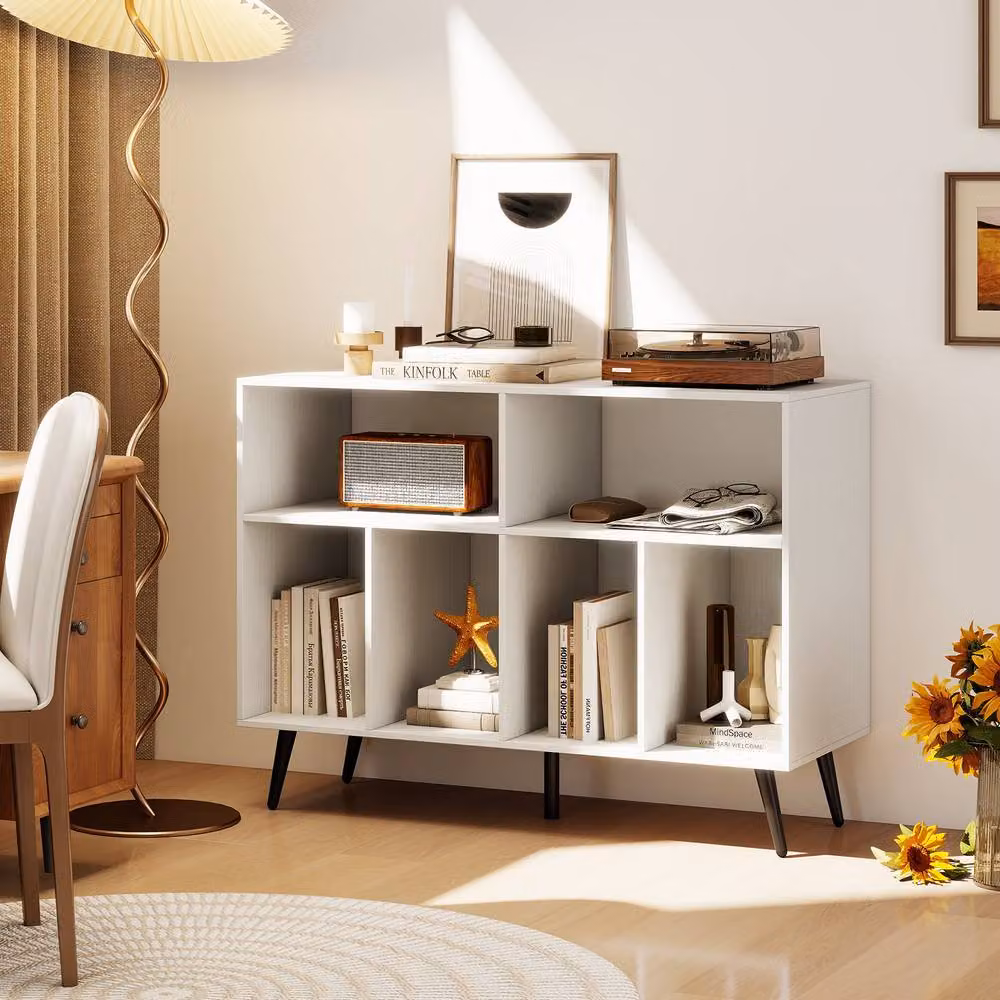 Costway 3-Tier Record Player Stand with Vinyl Storage Shelves in White – 3