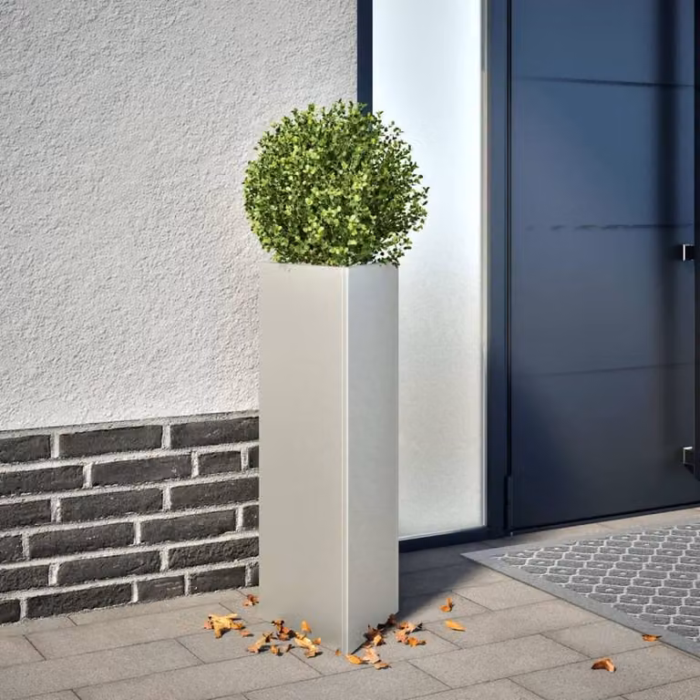 Berkfield Home Garden Triangular Stainless Steel Planters, 2 Pack, Silver, W: 30 cm, D: 26 cm, H: 75 cm