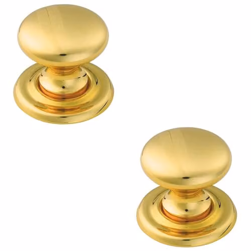 Loops 2 Pack Tiered Mushroom Cupboard Door Knobs in Polished Brass, 32mm Diameter – 1