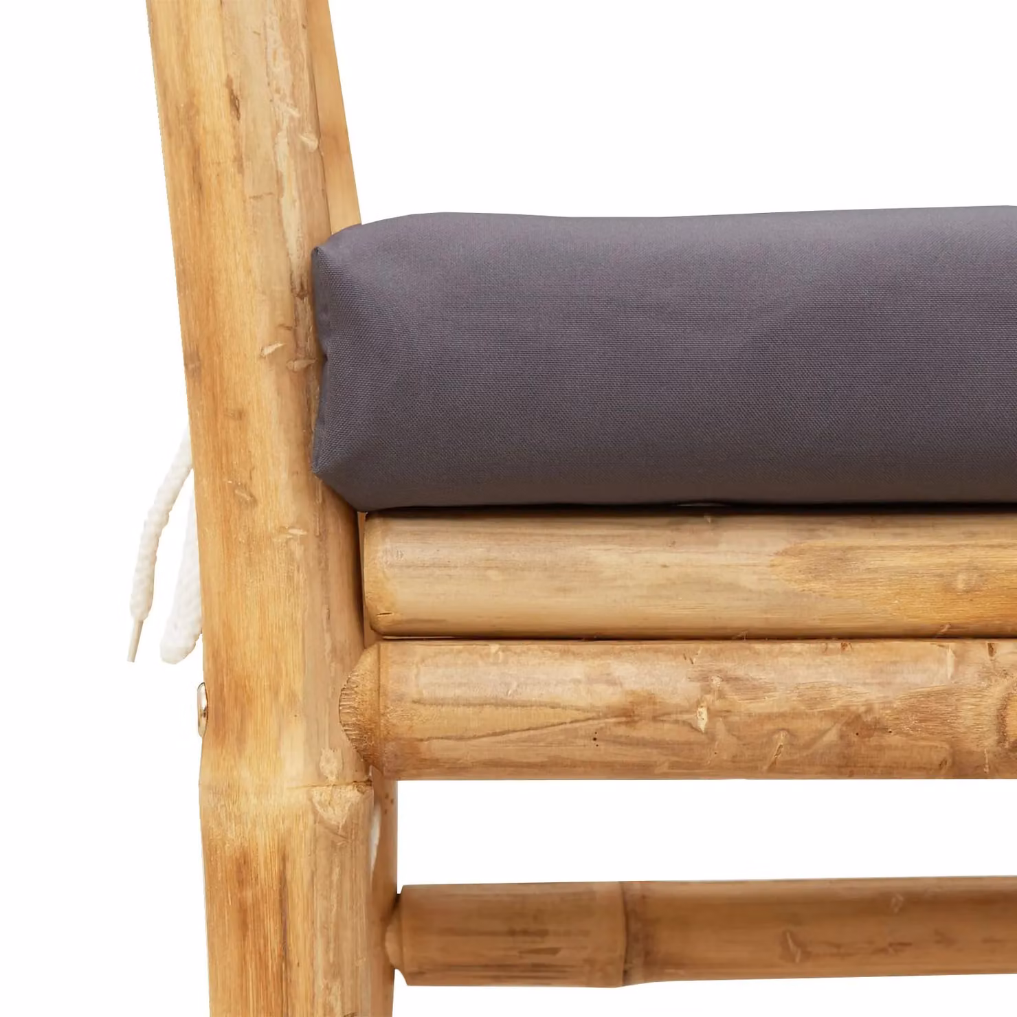 Berkfield Home Bamboo Garden Bench with Charcoal Cushion, Grey, Width: 110 cm – 3
