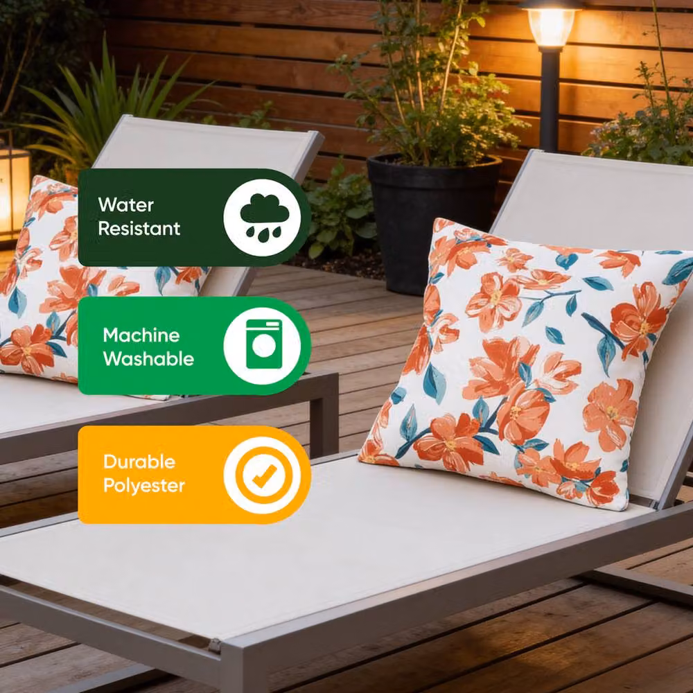 Gardenwize Pack of 2 Japanese Floral Outdoor Scatter Cushions, Red and Multicolour, W/D/H: 45 x 45 x 45 cm – 4
