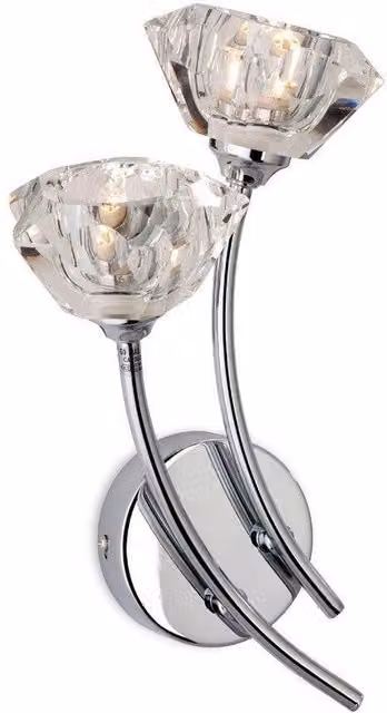 Netlighting Clara 2 Light Indoor Wall Light in Chrome with Clear Glass and G9 Base