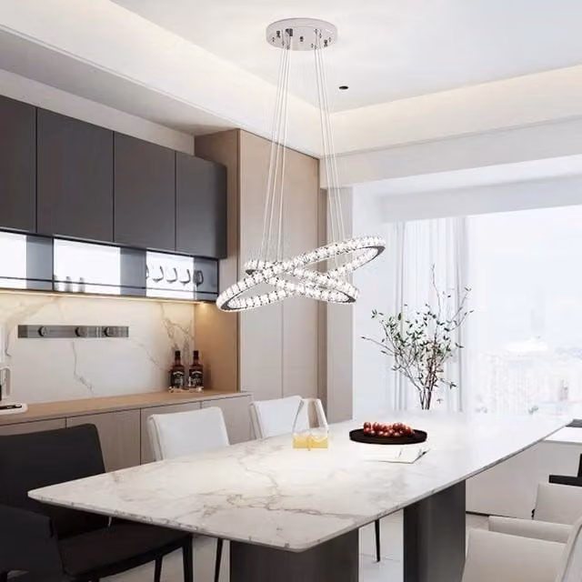Lifeideas Modern Adjustable Crystal LED Ring Ceiling Light in White