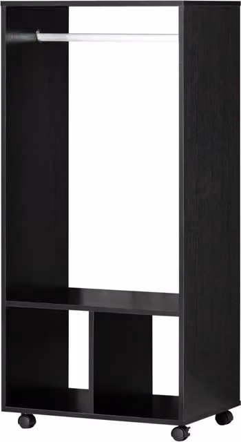 Pirlo Plush Modern Black Clothes Rail and Storage Wardrobe for Bedrooms