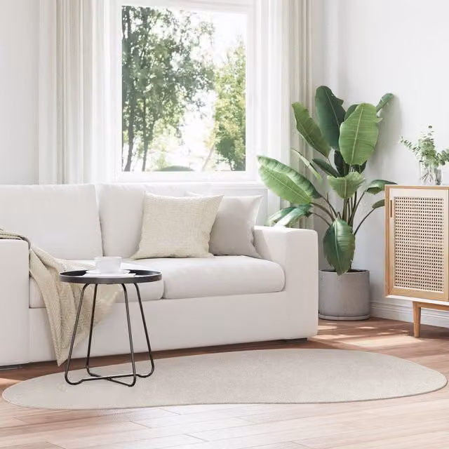 Berkfield Home HUARTE Short Pile Soft and Washable Geometric Rug in Beige and Sand, W: 140 cm, D: 200 cm