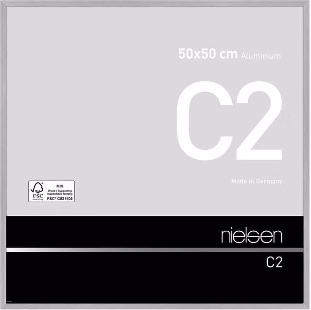 Nielsen Design C2 Aluminium Square Picture Frame in Silver, W/H: 50 x 50 cm