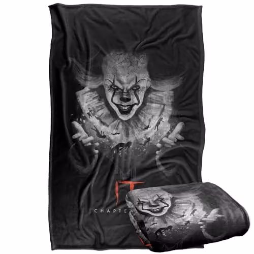 LOGOVISION It Chapter 2 Pennywise In The Dark Super Soft Silky Touch Fleece Throw Blanket, Multicolour, W/D/H: 91 x 147 cm – 1