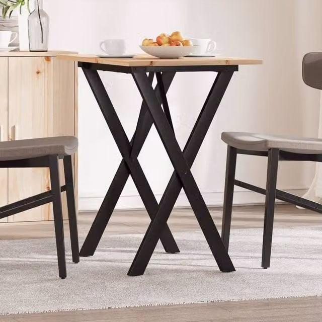 Berkfield Home X-Frame Dining Table in Brown Solid Pine and Steel, W: 80 cm, D: 50 cm, H: 75 cm – 1