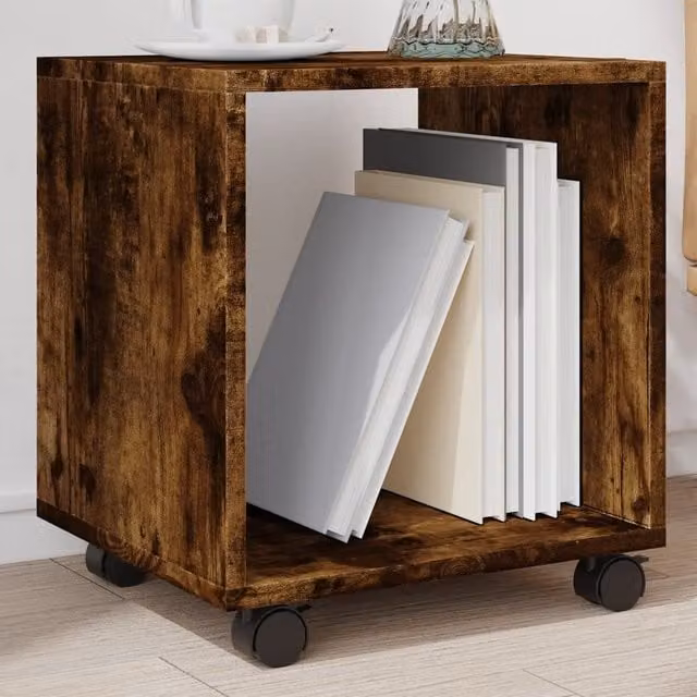 Berkfield Home vidaXL Rolling Cabinet in Smoked Oak Brown, W/D/H: 37 x 33 x 42.5 cm – 1