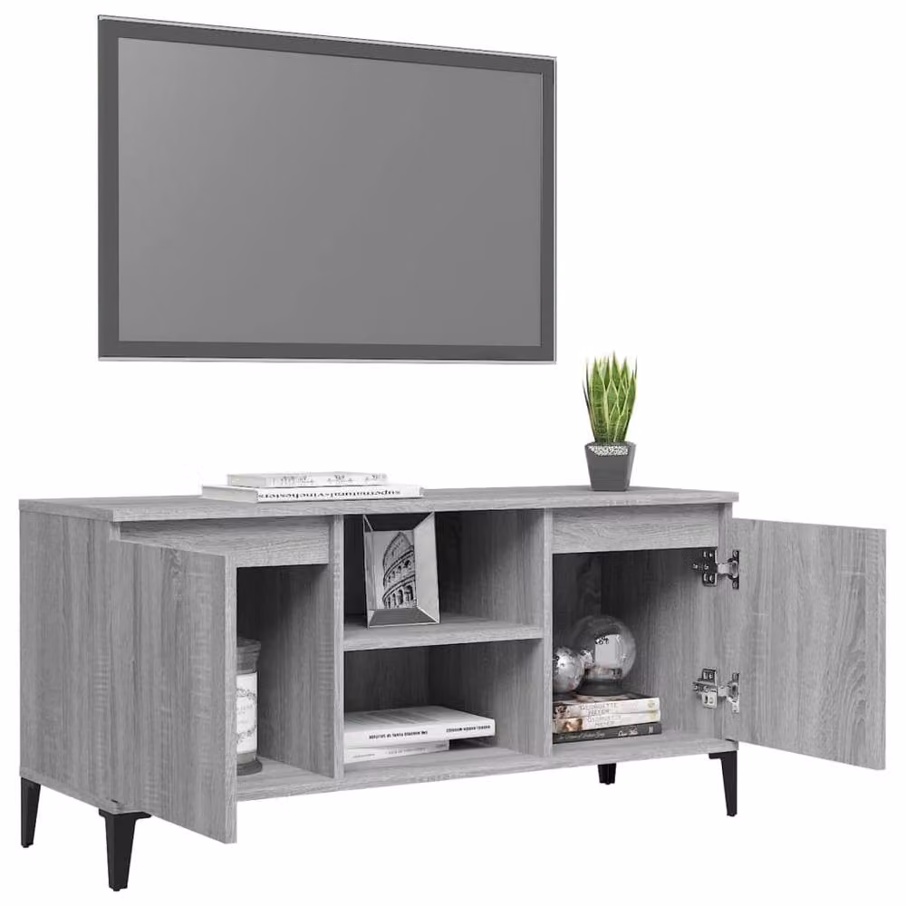 Berkfield Home Modern Grey Sonoma TV Cabinet with Metal Legs W: 103.5 cm, D: 35 cm, H: 50 cm – 3