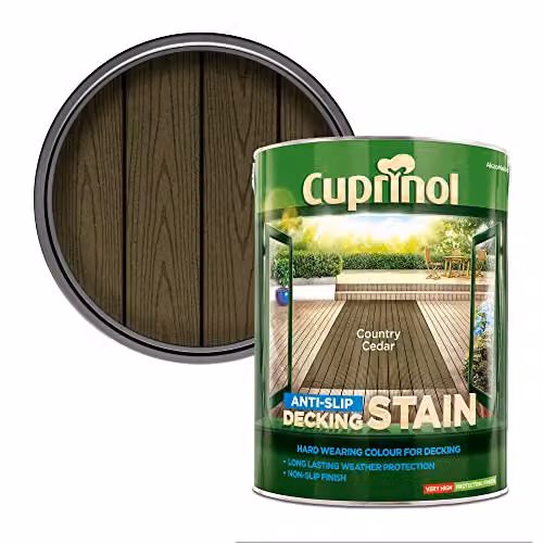 Cuprinol Anti-Slip Decking Stain Exterior Woodcare, Red Cedar, Semi-Transparent Brown – 1