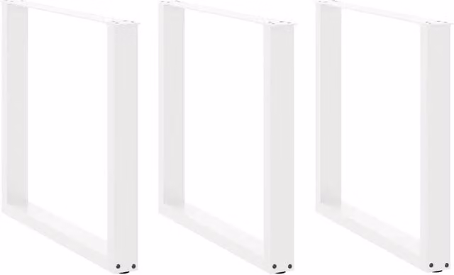 Berkfield Home U-Shaped Steel Coffee Table Legs, 3 Pieces, White, W: 80 cm, H: 72-73 cm