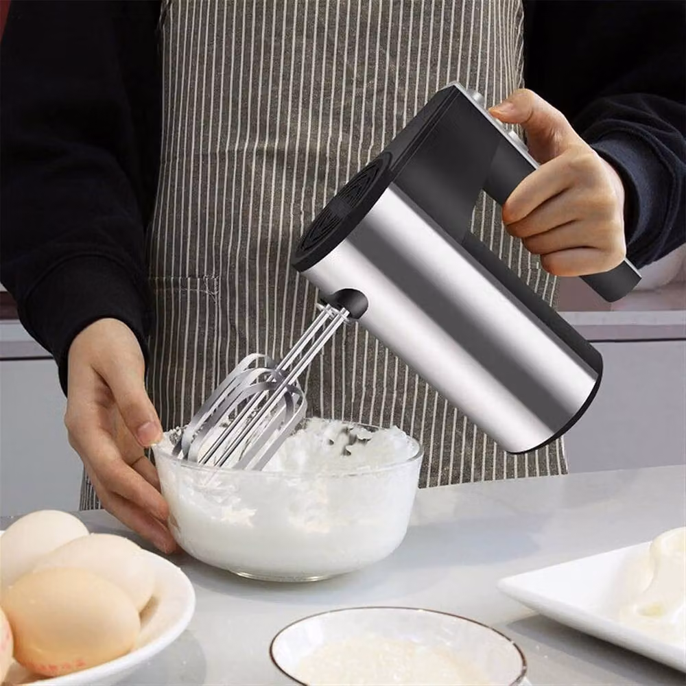 Ventryn 5 Speed Electric Hand Mixer 100W Blender in Black and Silver with Stainless Steel Attachments – 3