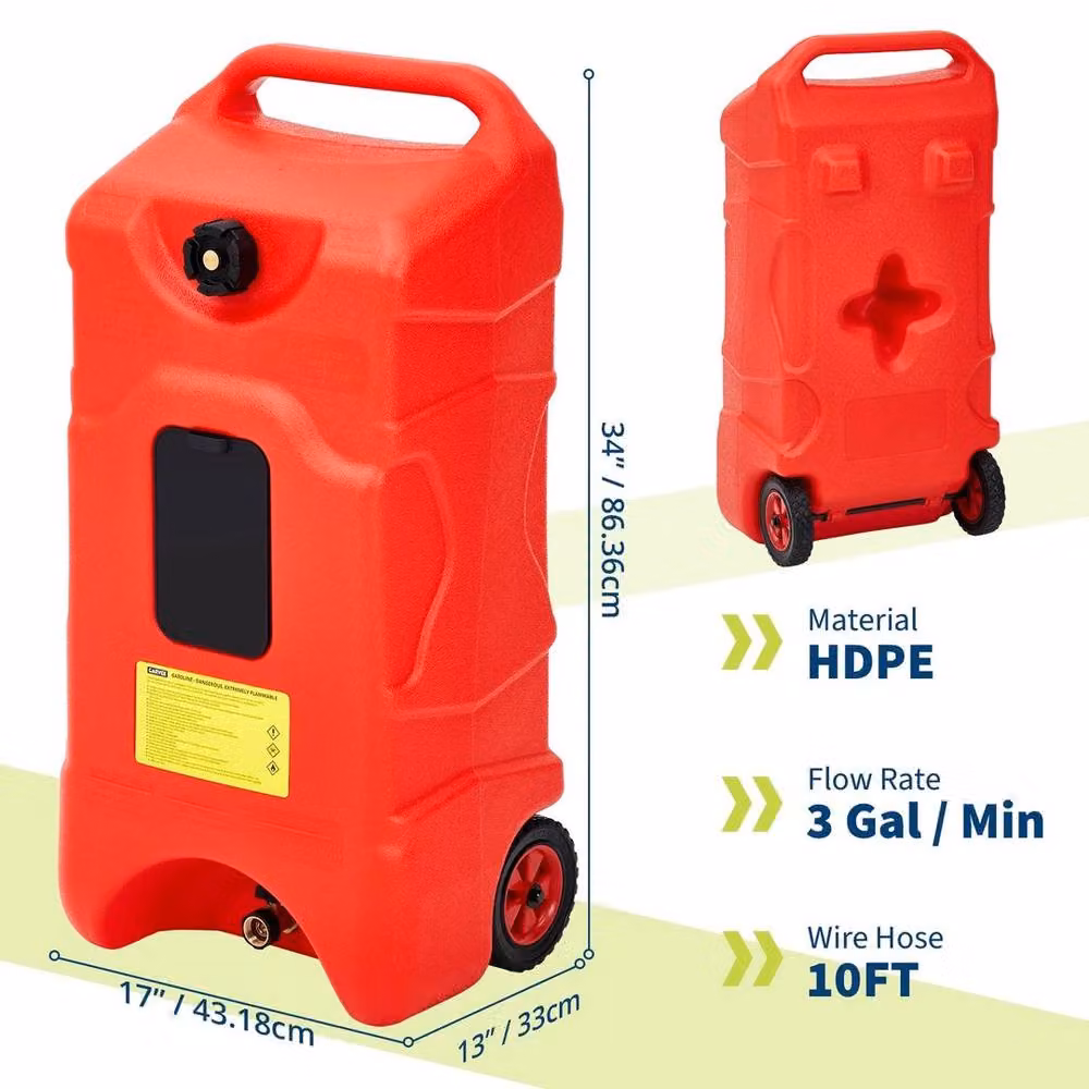 SPETLEK 60L Portable Fuel Caddy with 3m Hose and Wheels, Red, W: 1000 mm x D: 400 mm – 2