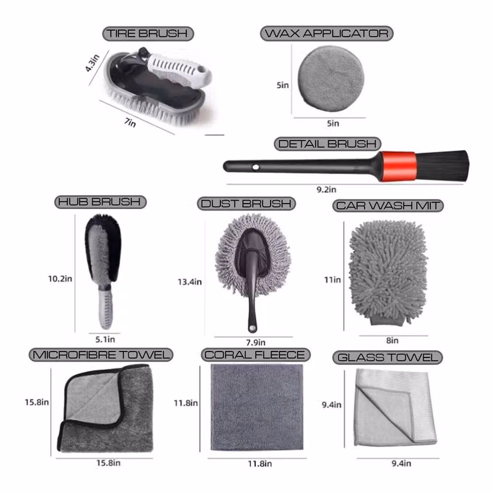 Nordara 9-Piece Multicolour Car Detailing Brush Set for Interior and Wheel Cleaning – 2