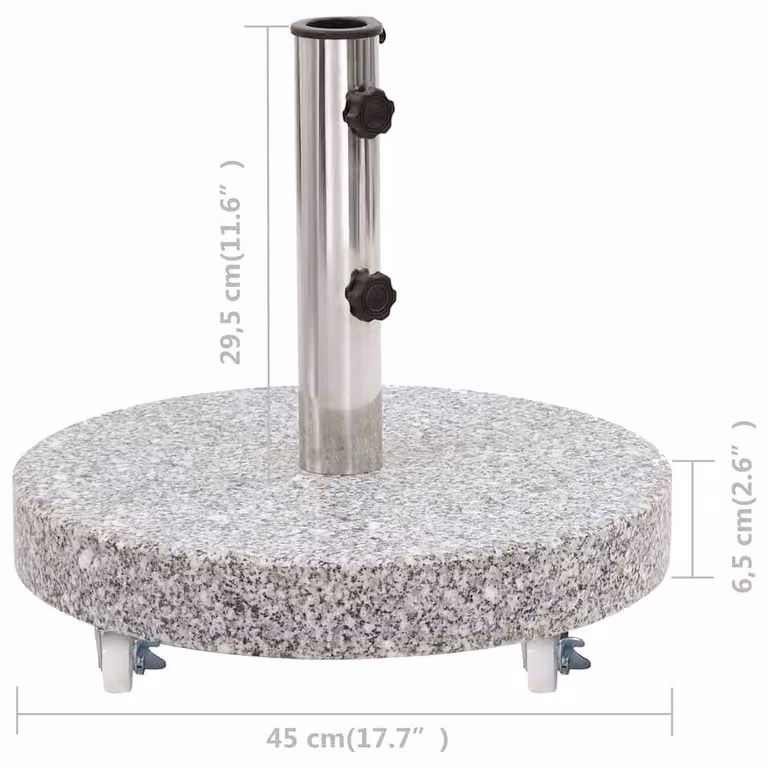 Berkfield Home Round Grey Granite Parasol Base, 30 kg
