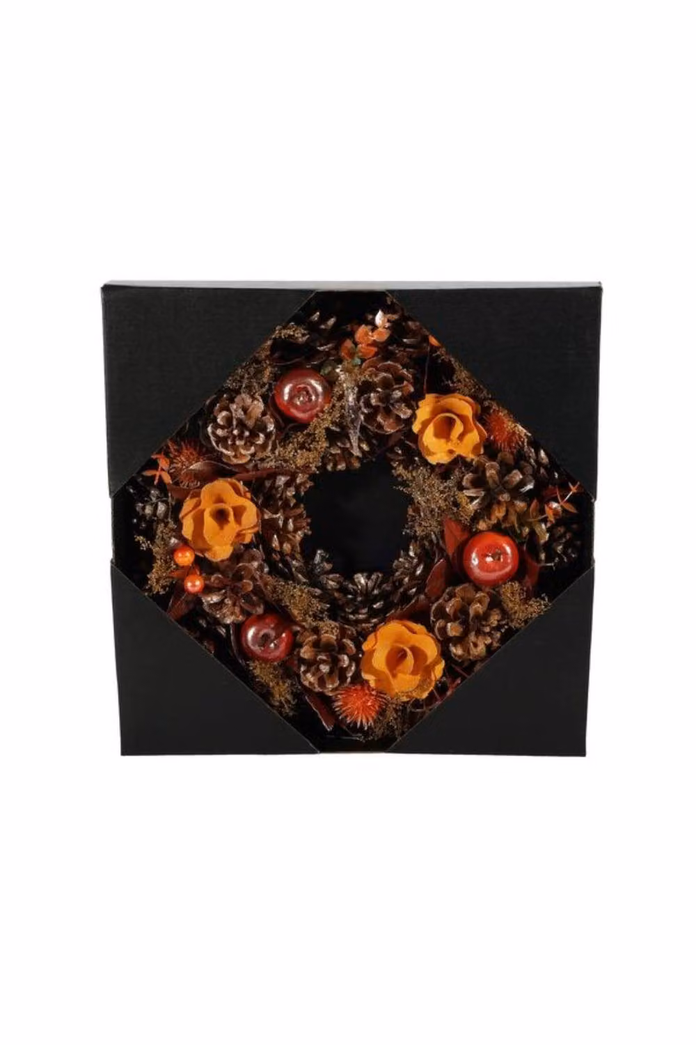 KDMD Autumn Wreath with Flowers, Apples and Cones, Multicolour, Diameter: 30 cm – 2