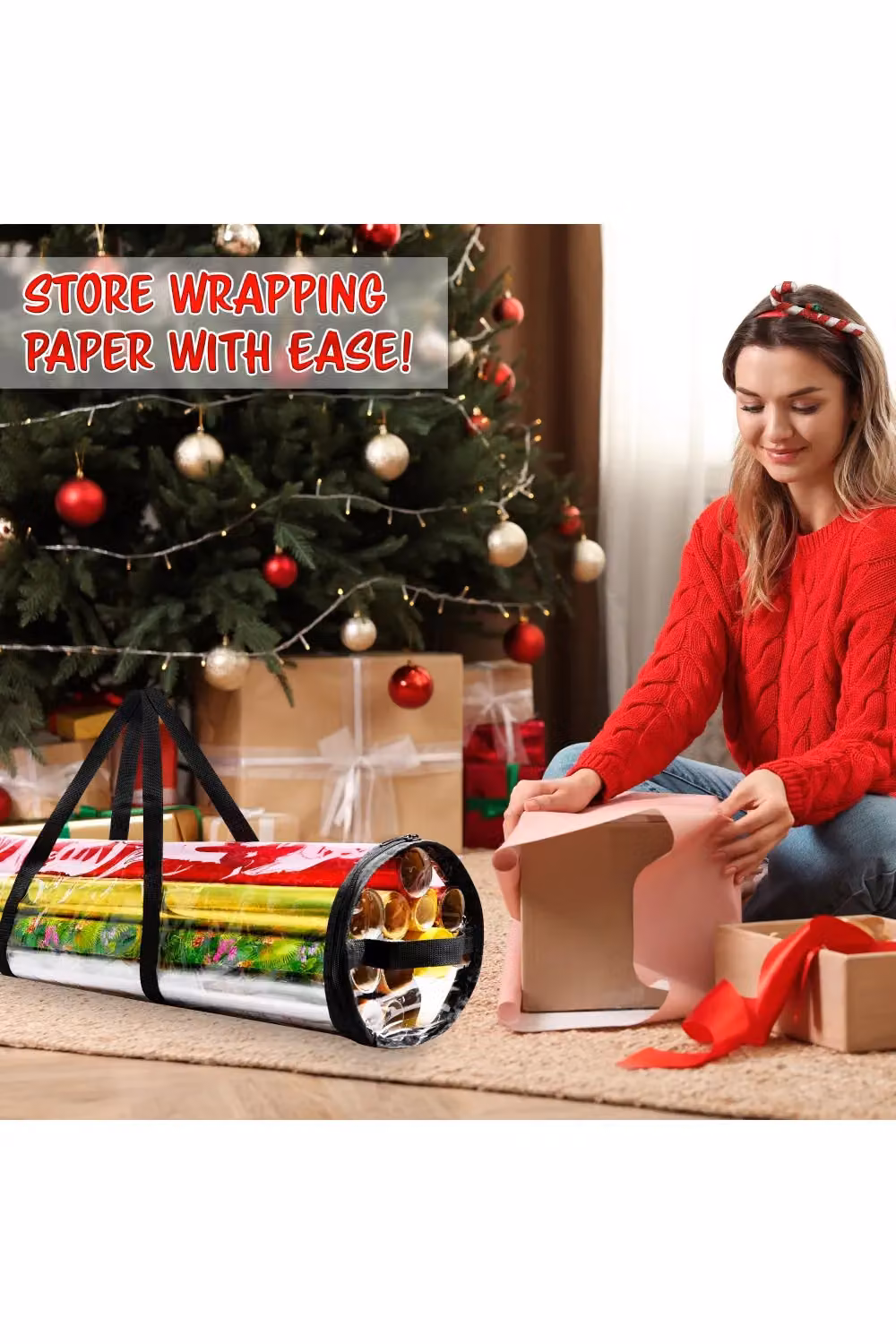 Deco Express Wrapping Paper Storage Bag with Handles, Transparent, W/D/H: 25 x 25 x 100 cm – 7