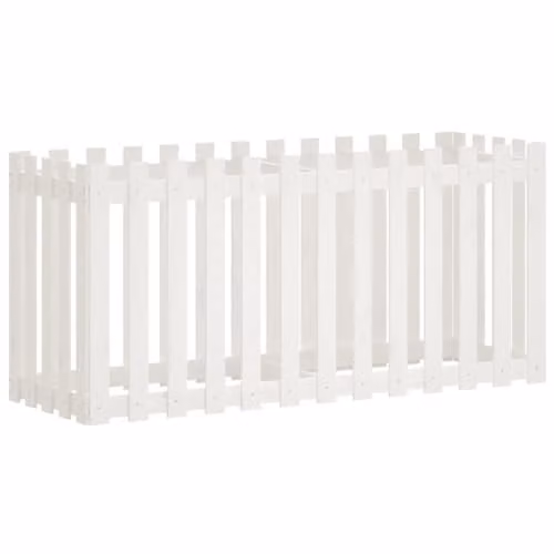 vidaXL White Pine Wood Garden Raised Bed with Fence Design W/D/H: 150 x 50 x 70 cm – 1