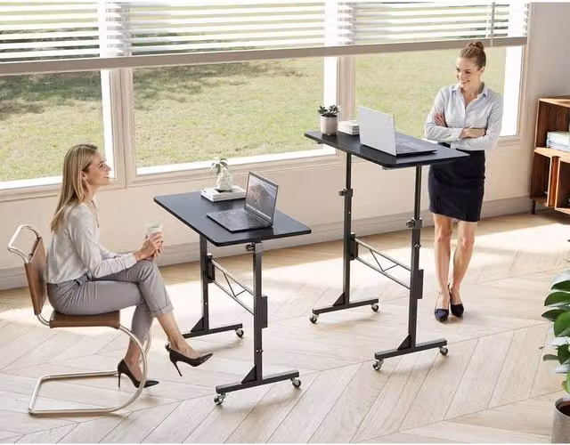 FORGEVIO Height Adjustable Mobile Standing Desk in Black, W: 80 cm, D: 40 cm – 1