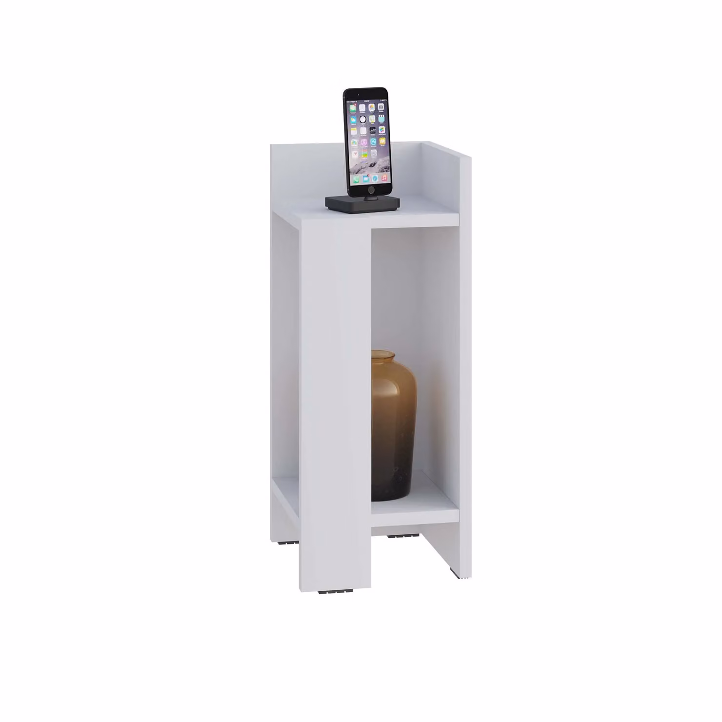 Decortie Elos Modern Wall-Mounted Right-Side Bedside Cabinet in White and Dark Oak, W/D/H: 25 x 25 x 60 cm – 2