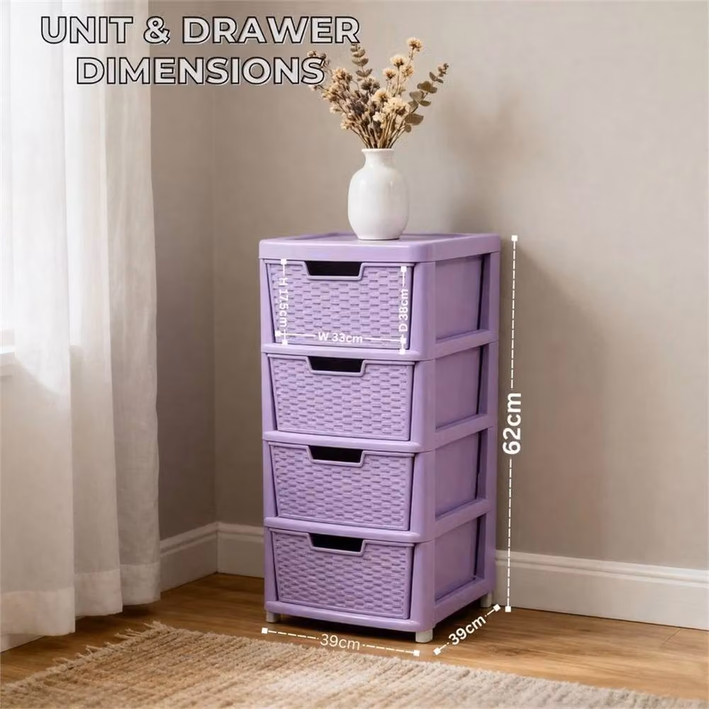 VOGREX 4 Tier Plastic Organizer Cabinet in Purple Rattan Style – 2