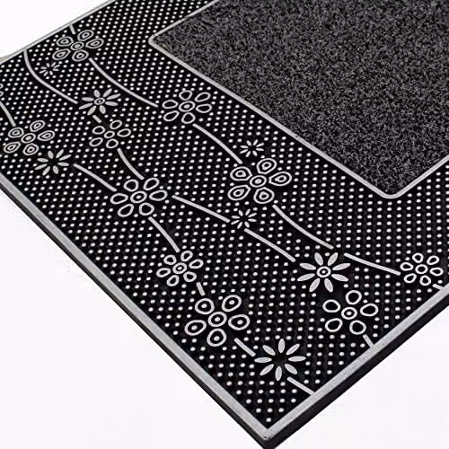 JVL Daisy Floral PVC Pin Scraper Doormat, Silver, W: 45 cm, D: 75 cm – 9