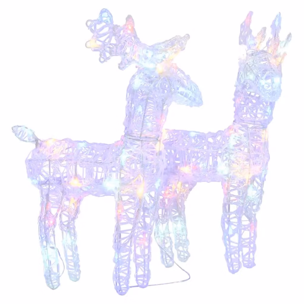 Berkfield Home Christmas Reindeer LED Decorations, 2 Piece Multicolour Acrylic Set with 80 LEDs – 2