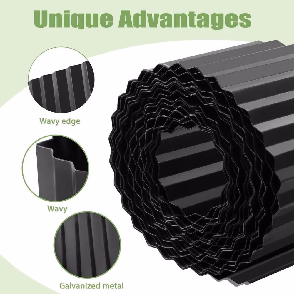 KORVIXA 10m Black Galvanised Steel Rust Resistant Lawn Edging – 2